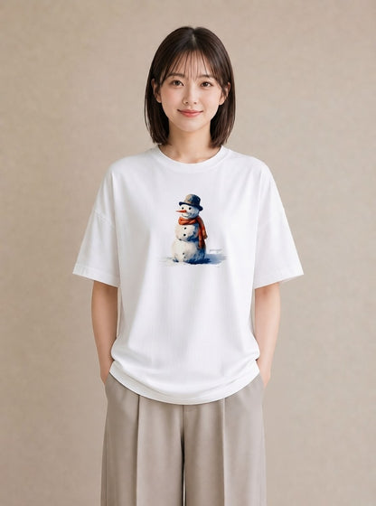 Tシャツ レディース 雪 星空 宇宙 イラスト ポップ 秋コーデ おしゃれギフト 白T