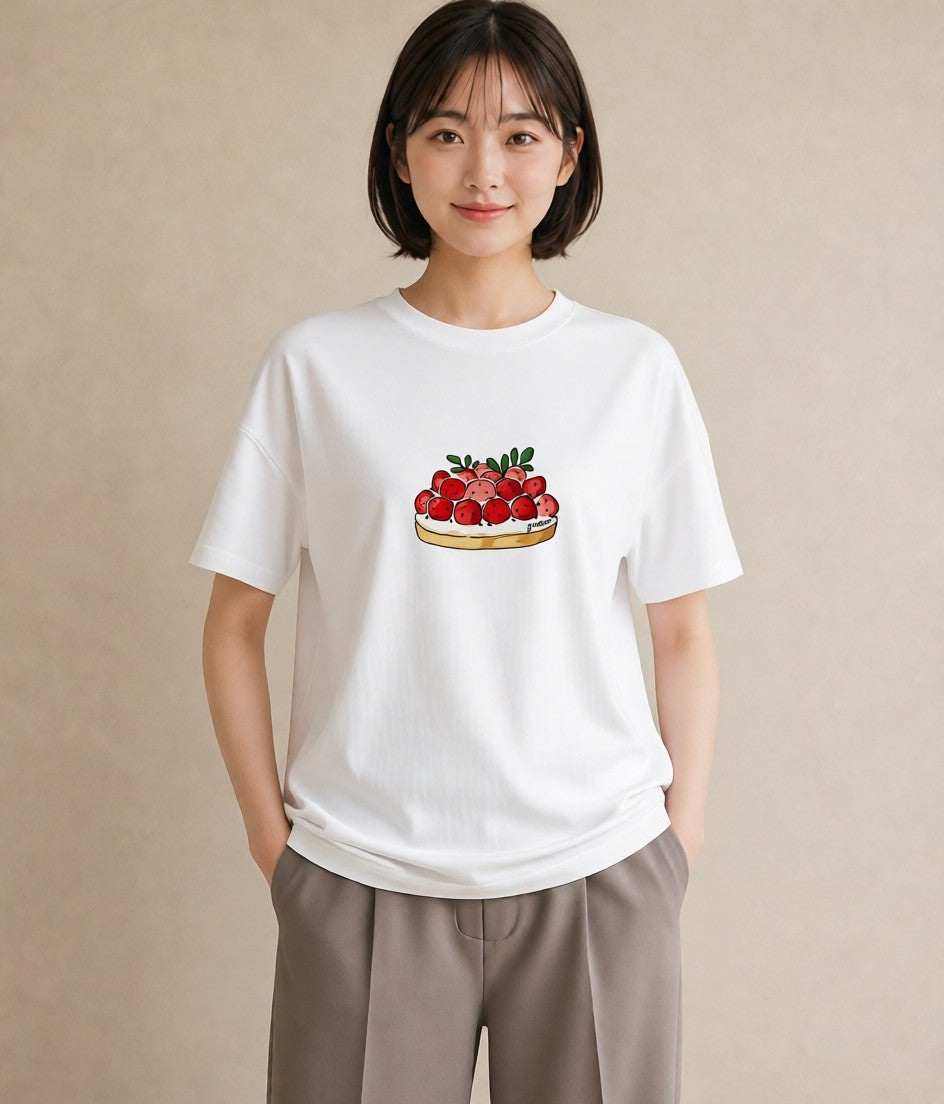 グラフィックTシャツ レディース パフェ 食べ物 フード イラスト ラフカジュアル 自分用 ルームウェア 白T