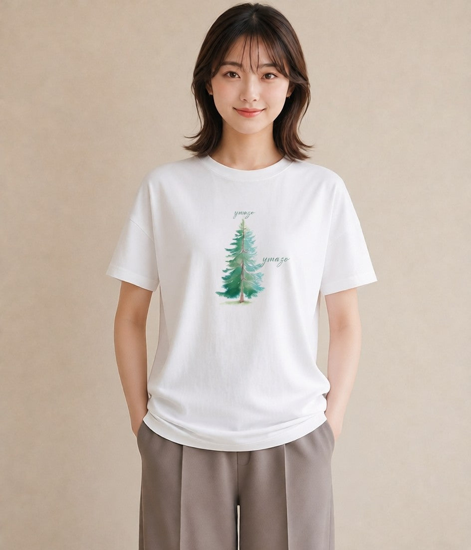 グラフィックTシャツ レディース 山 星空 宇宙 イラスト 部屋着 女性向けギフト 白T