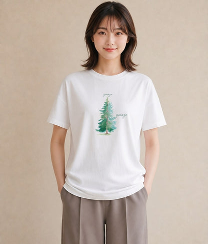 グラフィックTシャツ レディース 山 星空 宇宙 イラスト 部屋着 女性向けギフト 白T