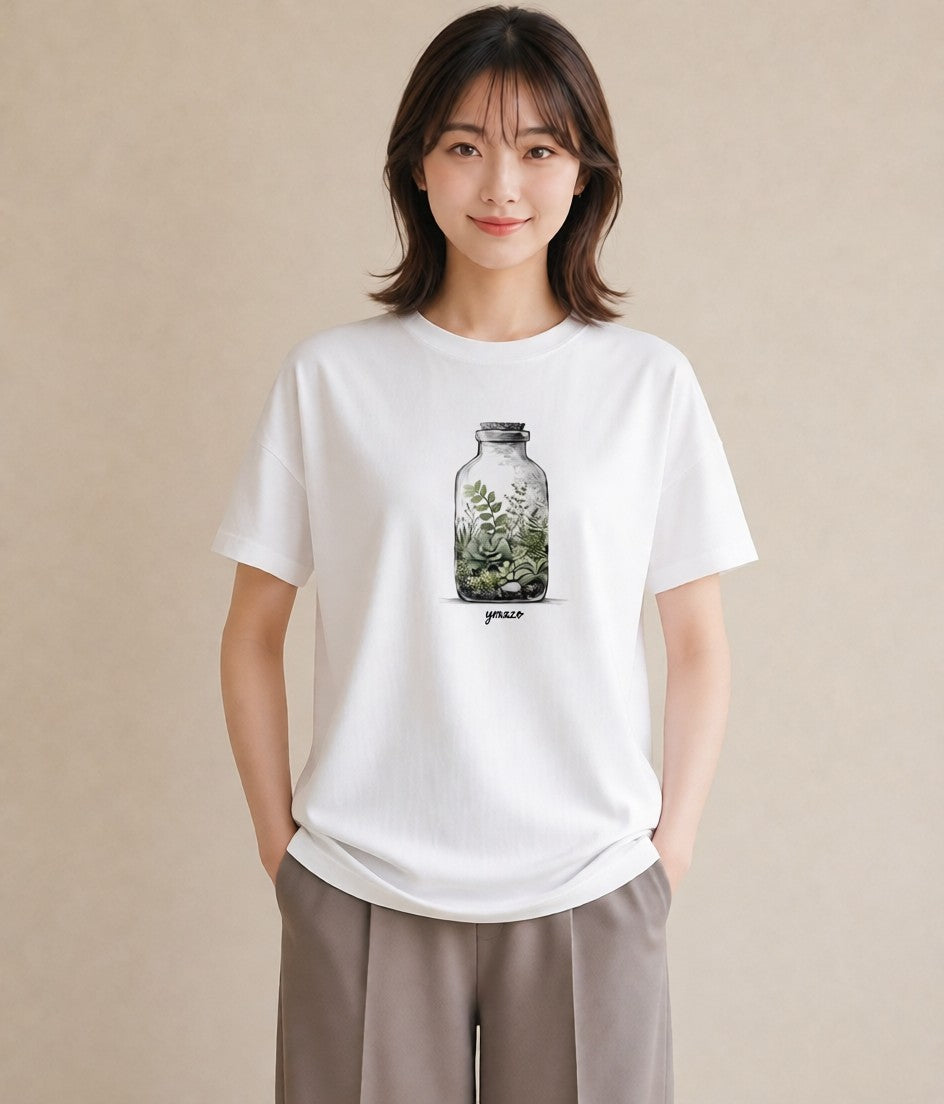 Tシャツ レディース 夕暮れ バルコニー 夕焼け ナチュラル アンティーク イラスト ユニーク 春コーデ 姉妹 白T