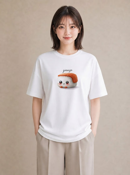 プリントTシャツ レディース お寿司 食べ物 フード イラスト ペアコーデ 秋コーデ 白T