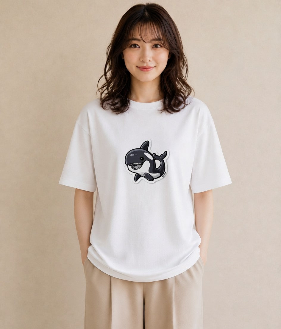 グラフィックTシャツ レディース クジラ 海の生き物 海 イラスト きれいめカジュアル 社会人 女性 白T