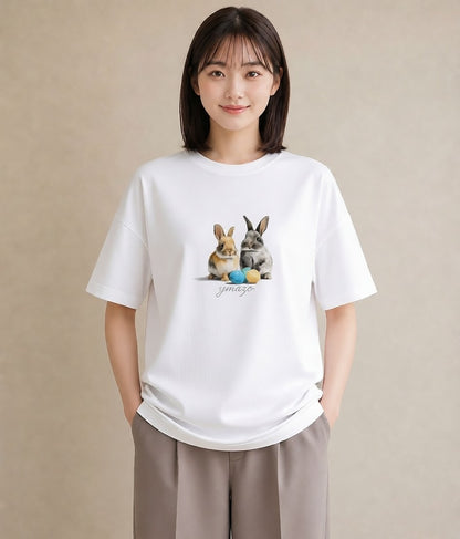 Tシャツ レディース ネザーランドドワーフ ペット 動物 イラスト アート風 おしゃれギフト 社会人 白T