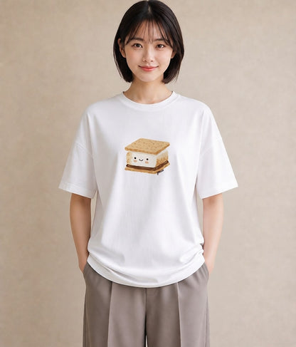 半袖Tシャツ レディース 食パン 食べ物 フード イラスト きれいめカジュアル 旅行用 海 白T