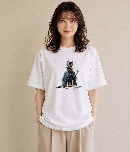 プリントTシャツ レディース ジャーマンシェパード 犬 いぬ イラスト 旅行コーデ 自分用 ルームウェア 白T