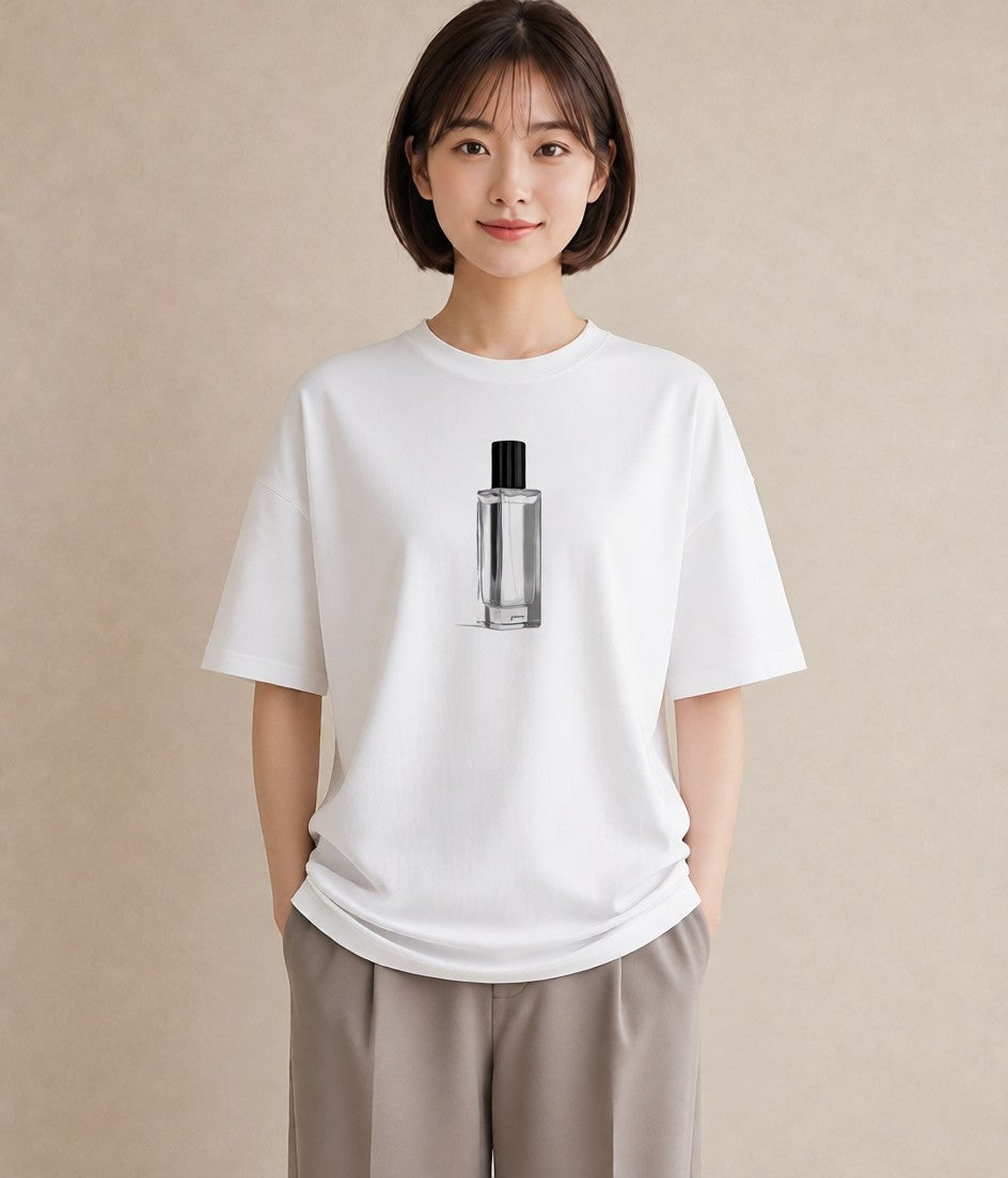 プリントTシャツ レディース 香水 香水瓶 パフューム イラスト ガーリー カフェ巡り 女子会 白T