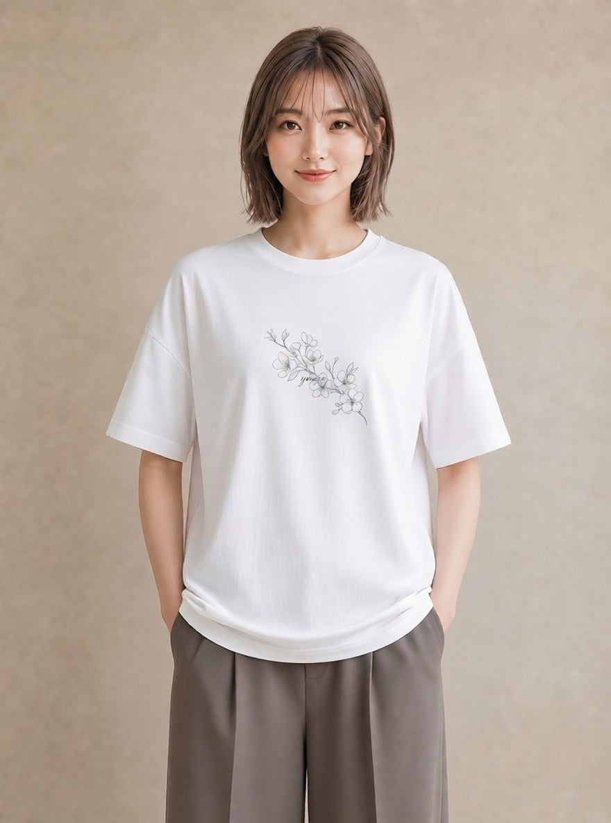 Tシャツ レディース さくら 桜 桜の枝 イラスト ナチュラル 女子会 お揃い 白T