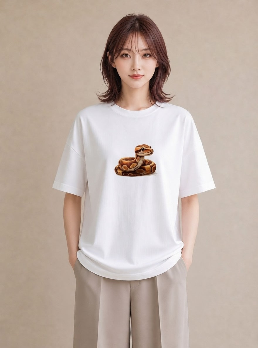 デザインTシャツ レディース レオパ ペット 動物 イラスト レトロ 秋コーデ おしゃれギフト 白T