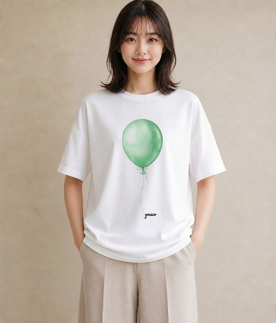 デザインTシャツ レディース 紙風船 和紙 ナチュラル アンティーク イラスト きれいめカジュアル おしゃれギフト 社会人 白T