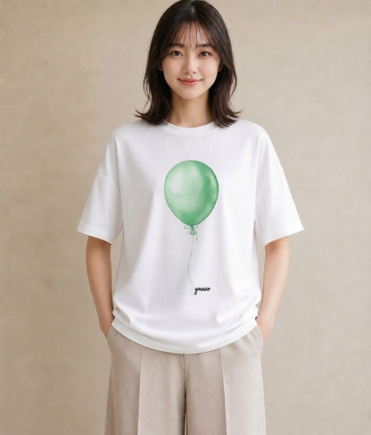 デザインTシャツ レディース 紙風船 和紙 ナチュラル アンティーク イラスト きれいめカジュアル おしゃれギフト 社会人 白T