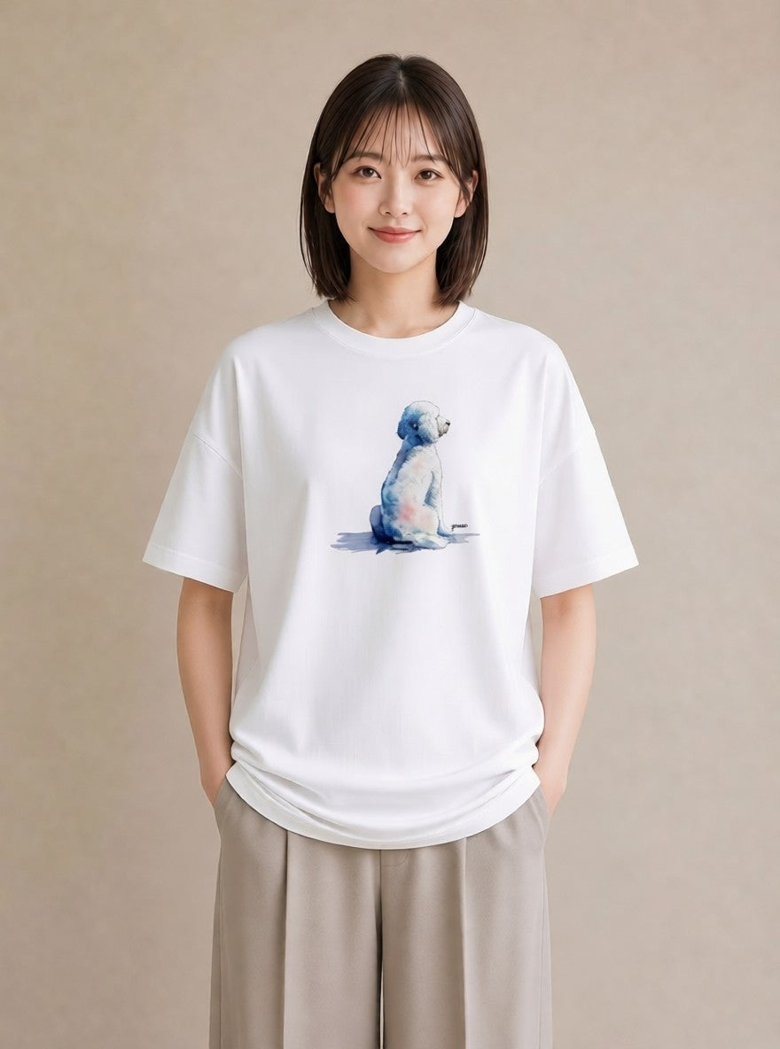 デザインTシャツ レディース 保護犬 犬 いぬ イラスト ボタニカル 在宅 公園 白T