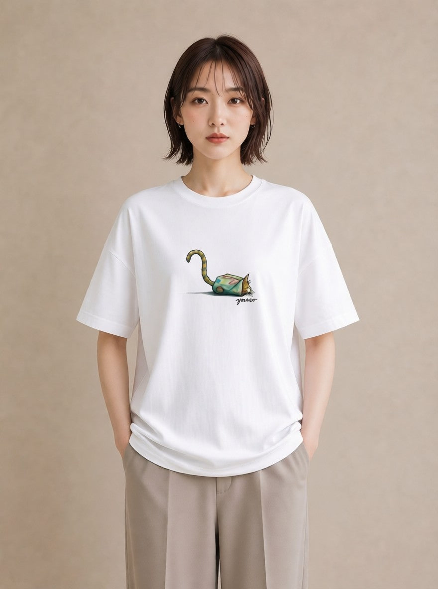 Tシャツ レディース キジトラ 猫 ねこ イラスト ナチュラル 在宅 公園 白T