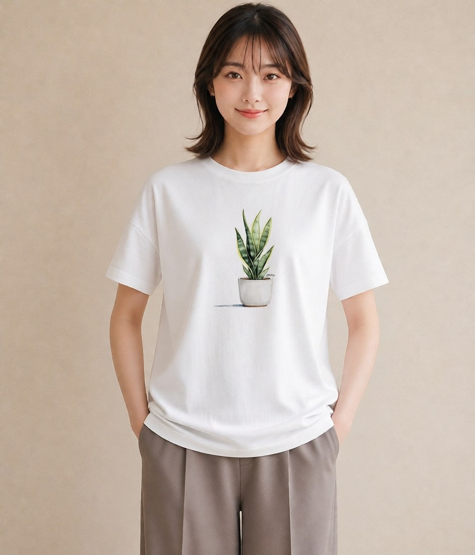 デザインTシャツ レディース 観葉植物 植物 ボタニカル イラスト ナチュラル 敬老の日 ホワイトデー 白T
