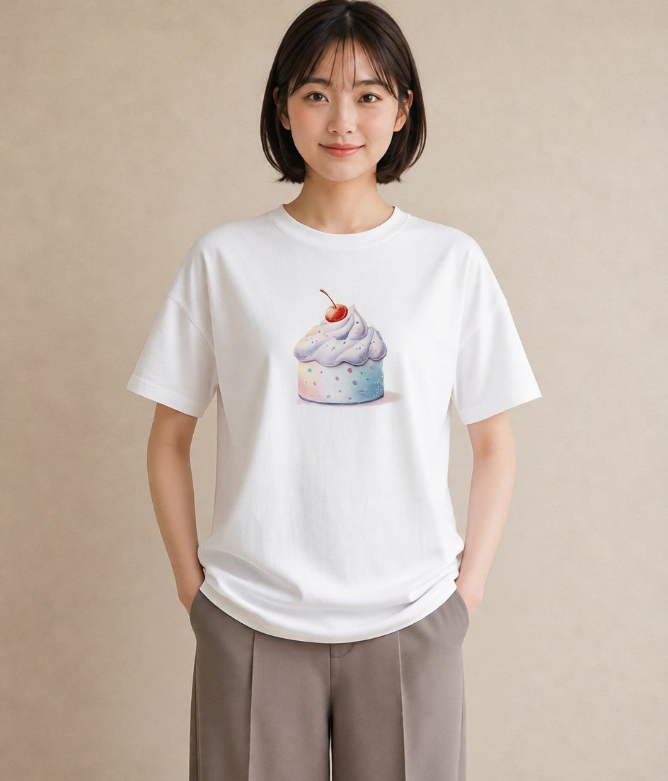半袖Tシャツ レディース どら焼き 食べ物 フード イラスト カフェコーデ 友達ギフト 部屋着 白T