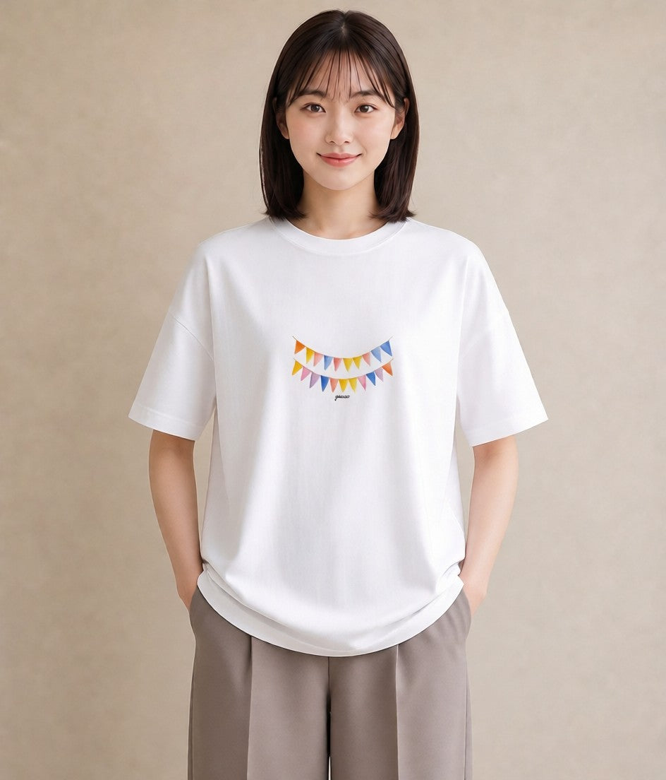 半袖Tシャツ レディース 洗濯物 風 ナチュラル アンティーク イラスト きれいめカジュアル 部屋着 女性向けギフト 白T
