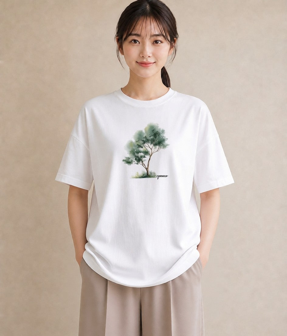 半袖Tシャツ レディース 苔 植物 ボタニカル イラスト 個性的 お出かけ 普段着 白T