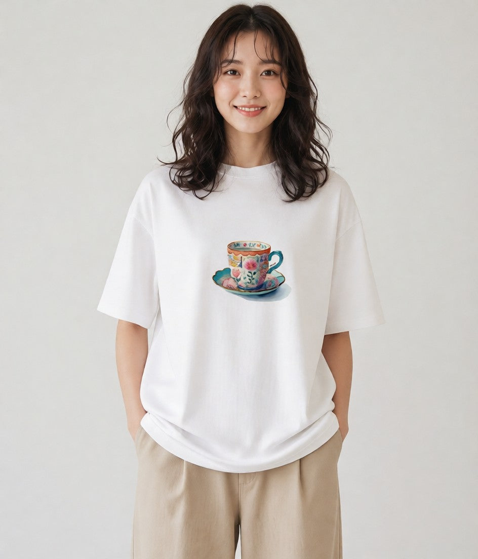 グラフィックTシャツ レディース エスプレッソ 食べ物 フード イラスト きれいめカジュアル 女性 旅行用 白T