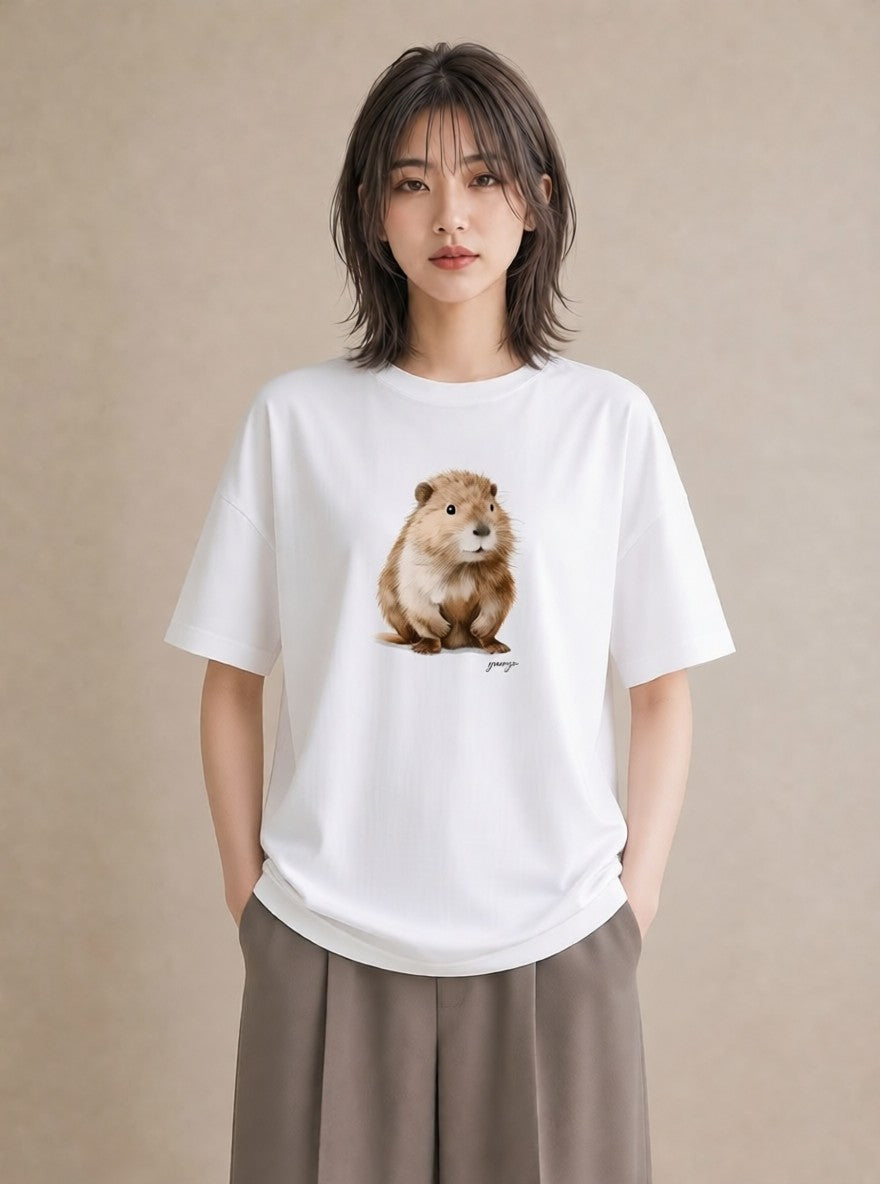 Tシャツ レディース フェレット ペット 動物 イラスト ゆるかわ ルームウェア ギフト 白T