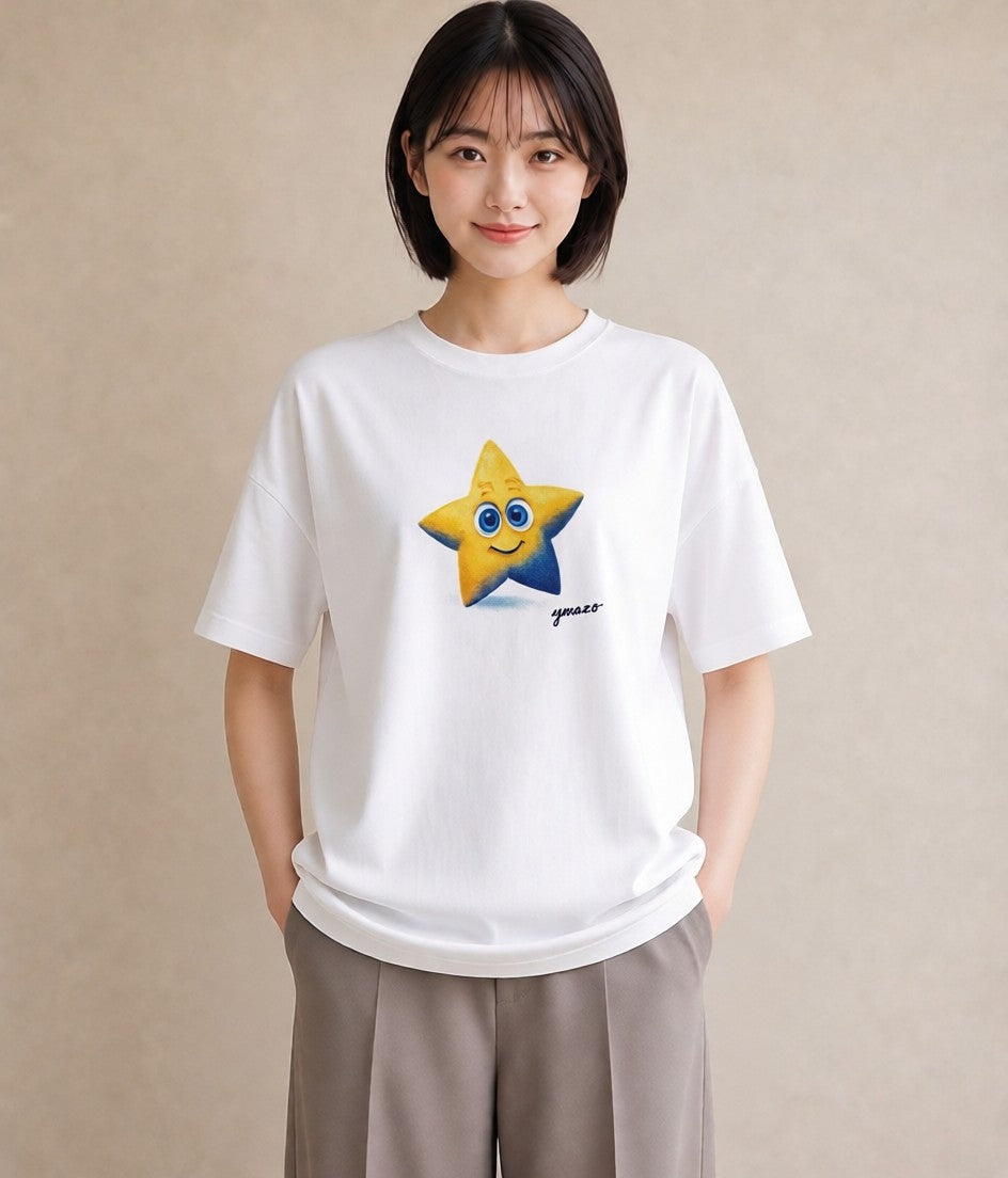 グラフィックTシャツ レディース 星 星空 宇宙 イラスト ナチュラル デート 帰省 白T
