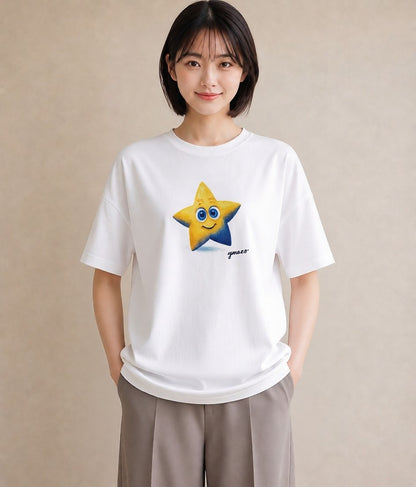 グラフィックTシャツ レディース 星 星空 宇宙 イラスト ナチュラル デート 帰省 白T