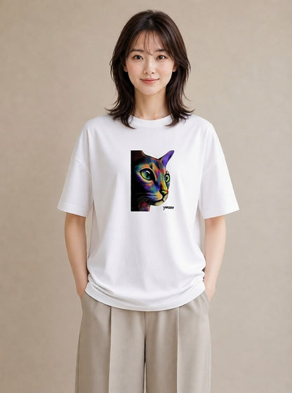 デザインTシャツ レディース スフィンクス 猫 ねこ イラスト ラフ 通勤 在宅 白T