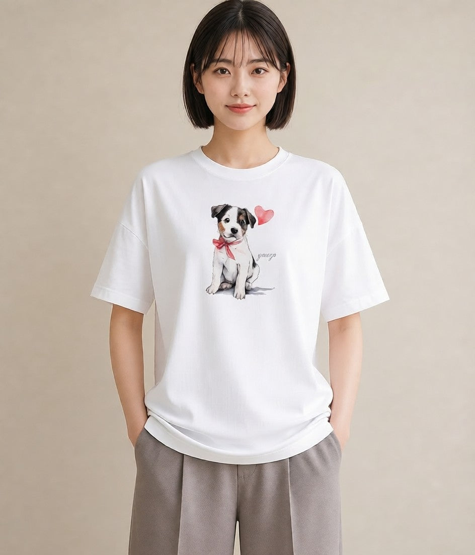 プリントTシャツ レディース 愛犬 犬 いぬ イラスト ゆるかわ 自分用 ルームウェア 白T