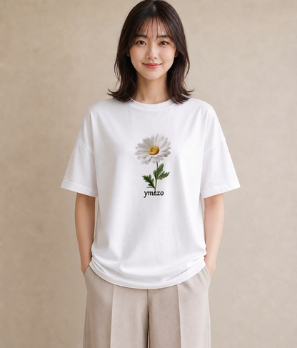 プリントTシャツ レディース デイジー 花 花柄 イラスト ラフ 社会人 女性 白T