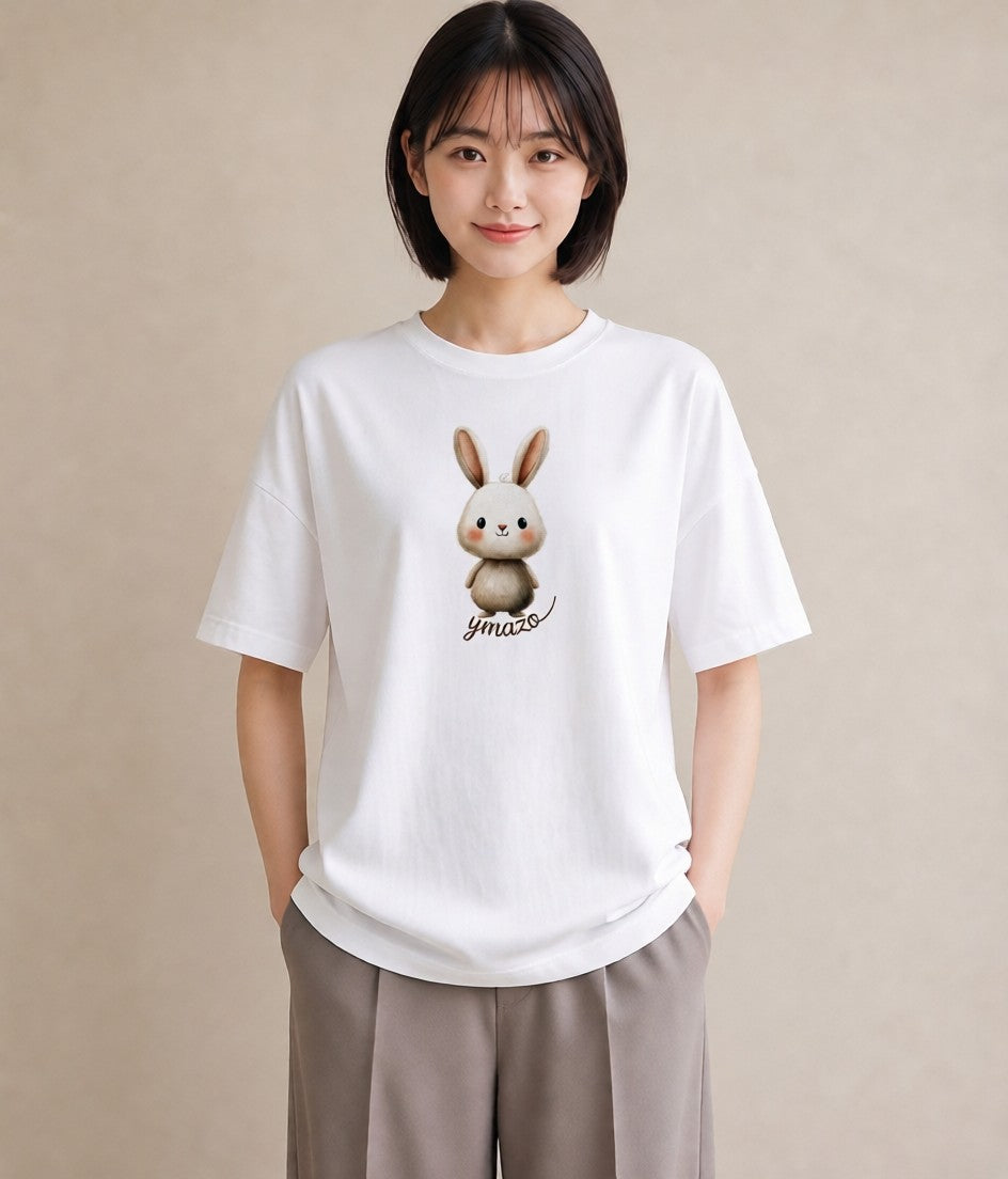 プリントTシャツ レディース ミニうさぎ ペット 動物 イラスト シンプル 誕生日プレゼント 綿100 白T