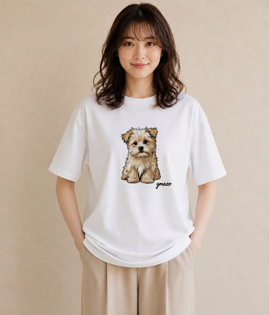 グラフィックTシャツ レディース 子犬 犬 いぬ イラスト シンプル 女性向けギフト 散歩 白T