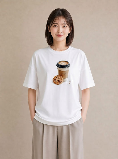 プリントTシャツ レディース エスプレッソ 食べ物 フード イラスト ゆるコーデ おしゃれギフト 社会人 白T