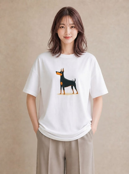 グラフィックTシャツ レディース ロングコートチワワ 犬 いぬ イラスト こなれ感 在宅 公園 白T