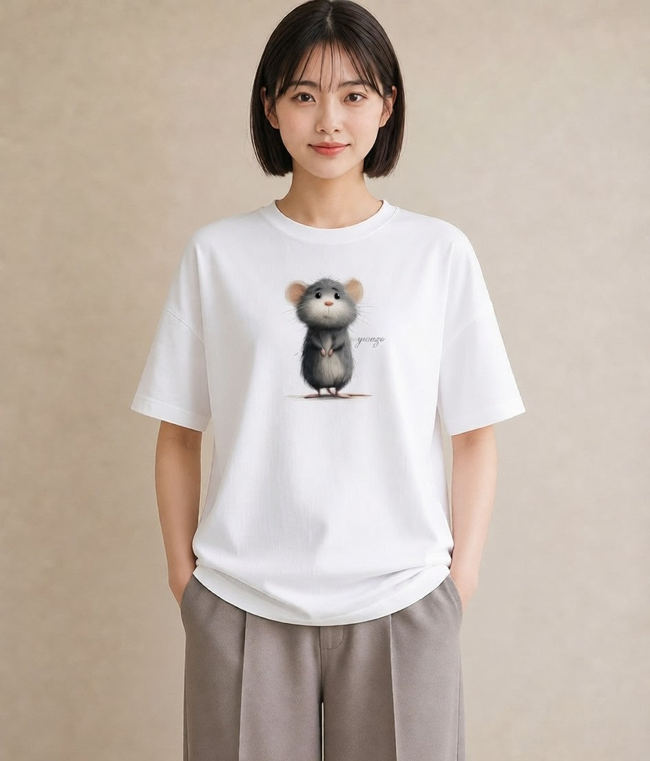 デザインTシャツ レディース チンチラ ペット 動物 イラスト ナチュラル 週末コーデ 敬老の日 白T
