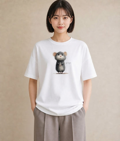 デザインTシャツ レディース チンチラ ペット 動物 イラスト ナチュラル 週末コーデ 敬老の日 白T