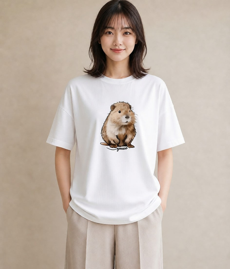 グラフィックTシャツ レディース ロボロフスキー ペット 動物 イラスト こなれ感 夏コーデ 通学 白T