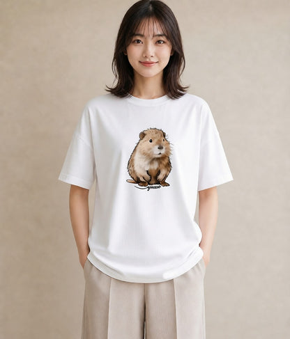 グラフィックTシャツ レディース ロボロフスキー ペット 動物 イラスト こなれ感 夏コーデ 通学 白T