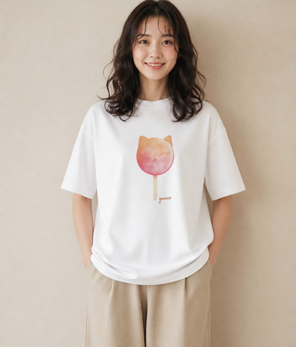 グラフィックTシャツ レディース わたあめ 食べ物 フード イラスト ニュアンス 敬老の日 ホワイトデー 白T