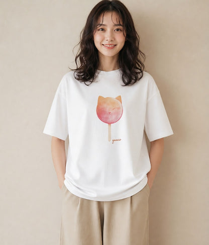グラフィックTシャツ レディース わたあめ 食べ物 フード イラスト ニュアンス 敬老の日 ホワイトデー 白T