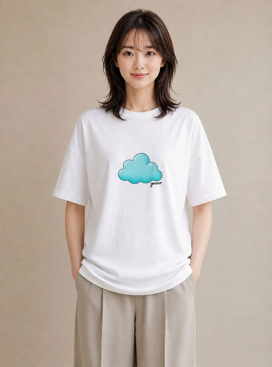 グラフィックTシャツ レディース 虹 星空 宇宙 イラスト 水彩風 20代 カジュアルコーデ 白T