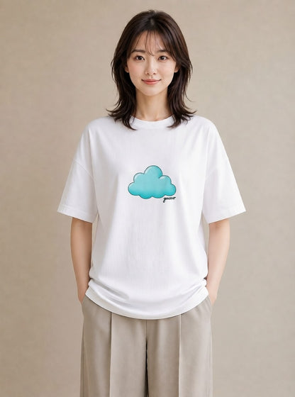 グラフィックTシャツ レディース 虹 星空 宇宙 イラスト 水彩風 20代 カジュアルコーデ 白T