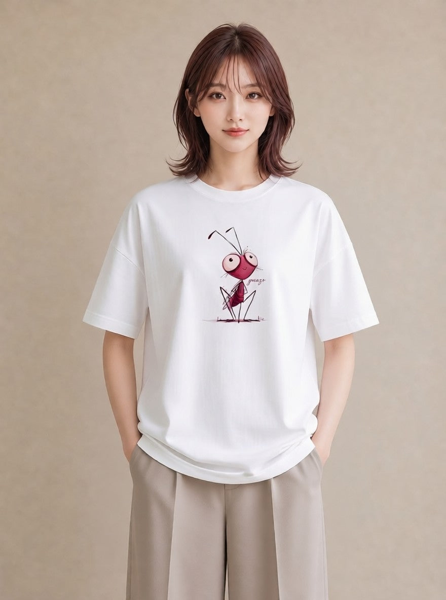 半袖Tシャツ レディース アリ 昆虫 虫 イラスト 可愛い ギフト 母の日 白T