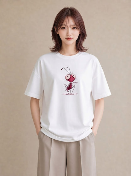 半袖Tシャツ レディース アリ 昆虫 虫 イラスト 可愛い ギフト 母の日 白T
