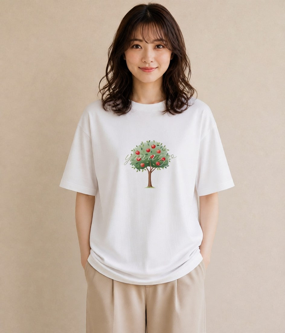 グラフィックTシャツ レディース 木 植物 ボタニカル イラスト カフェ服 クリスマス 白T