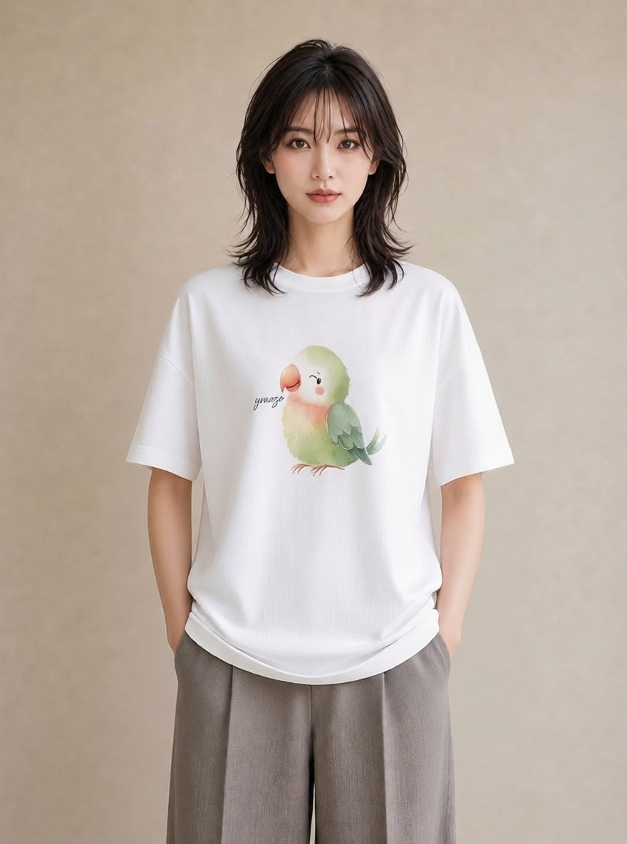 グラフィックTシャツ レディース オカメインコ ペット 動物 イラスト ラフ 社会人 女性 白T