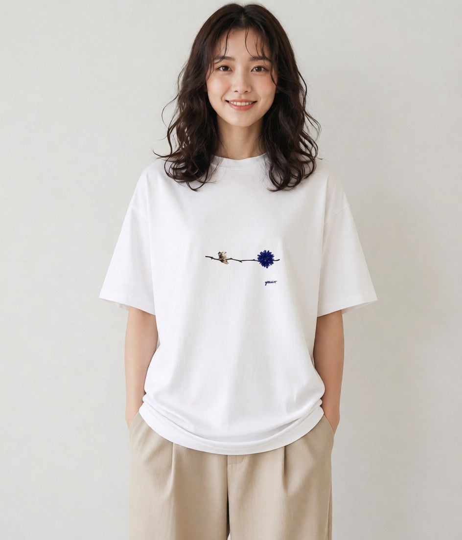 グラフィックTシャツ レディース ガラス瓶 小枝 ボタニカル ナチュラル アンティーク イラスト 普段使い 普段着 週末コーデ 白T