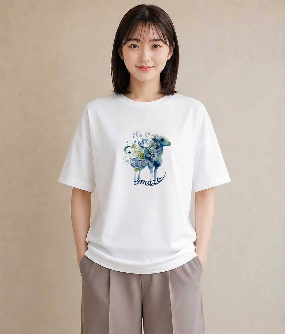 グラフィックTシャツ レディース 山羊座 星空 宇宙 イラスト お洒落 ラフ レイヤード 白T