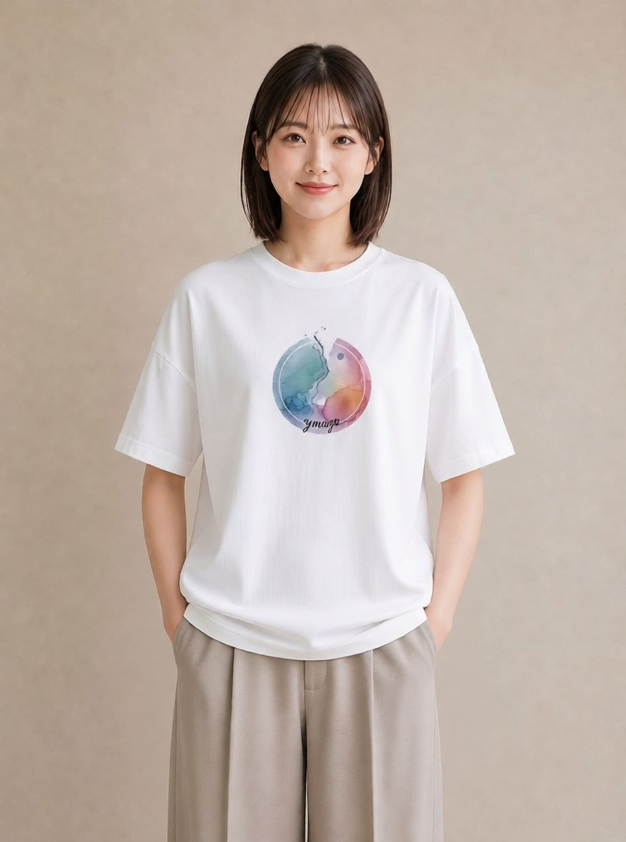 Tシャツ レディース 天秤座 星空 宇宙 イラスト アート風 公園 ママ 白T
