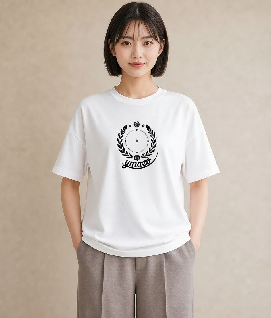 プリントTシャツ レディース パールピアス アクセサリー ナチュラル アンティーク イラスト 線画 旅行 母娘コーデ 白T