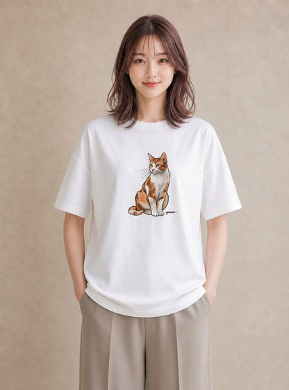プリントTシャツ レディース シャム 猫 ねこ イラスト 旅行コーデ 休日 ペアコーデ 白T