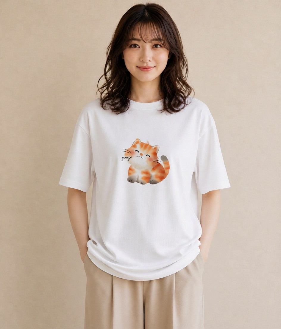 半袖Tシャツ レディース サビ猫 猫 ねこ イラスト ユニーク ギフト 母の日 白T